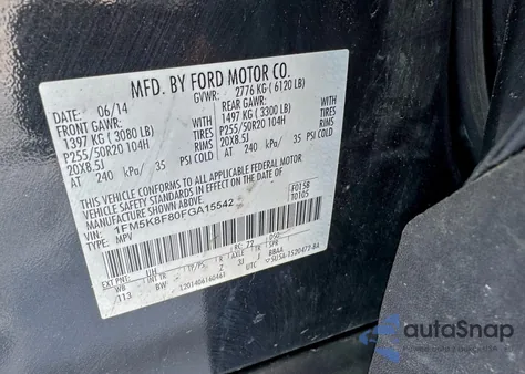 2015 Ford Explorer Limited z USA, uszkodzony, nr VIN 1FM5K8F80FGA15542